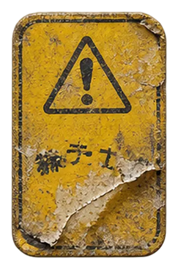 ダクト内に残された古い注意標識